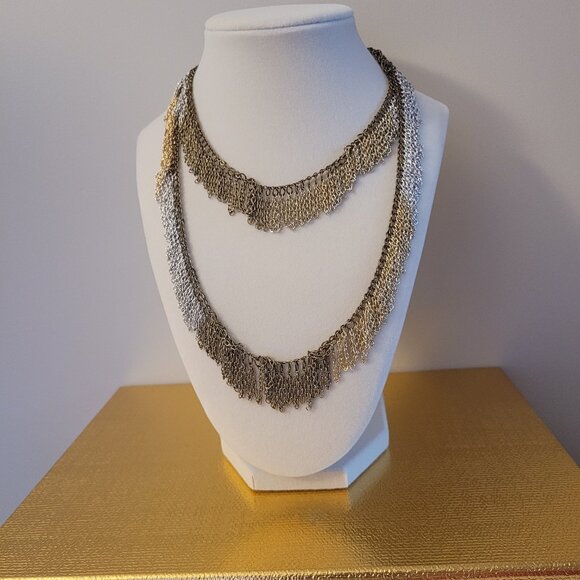 Gold, Silver and Bronze Tone Necklace - Picture 2 of 5